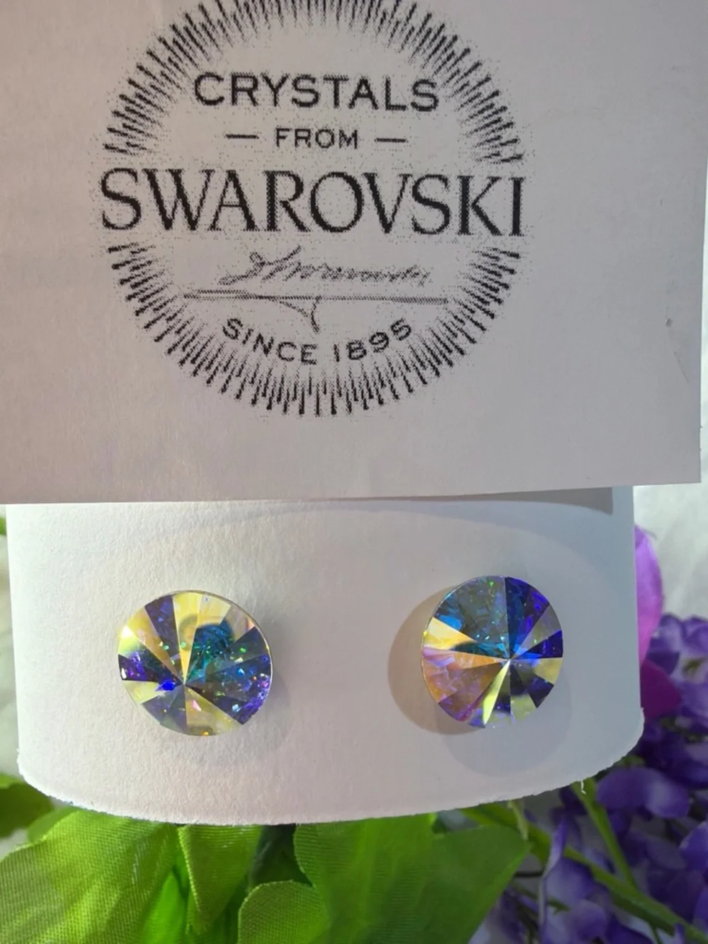 Swarovski Aurora Borealis Crystal Stud Earrings - Iridescent